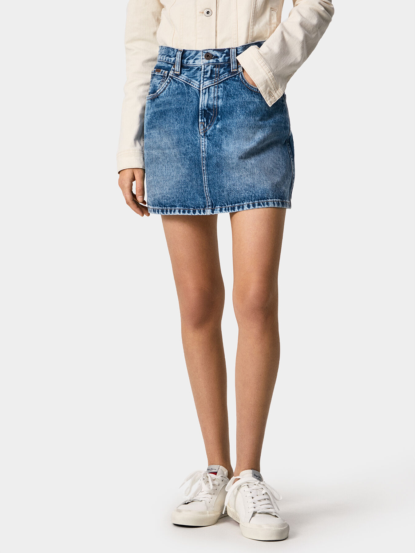 Pepe Jeans mini skirt, med thames wash, size L | eBay